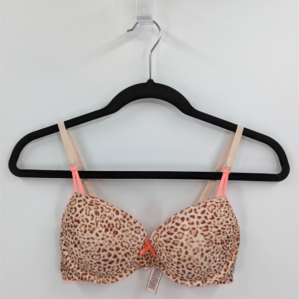 Victoria's Secret Bra Women's 34C Brown Animal Print Uplift Demi Dream Angels